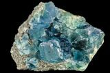 Blue-Green Stepped Fluorite on Quartz - China #112189-2
